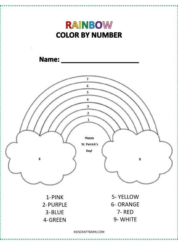 Rainbow Color By Number Free Printable