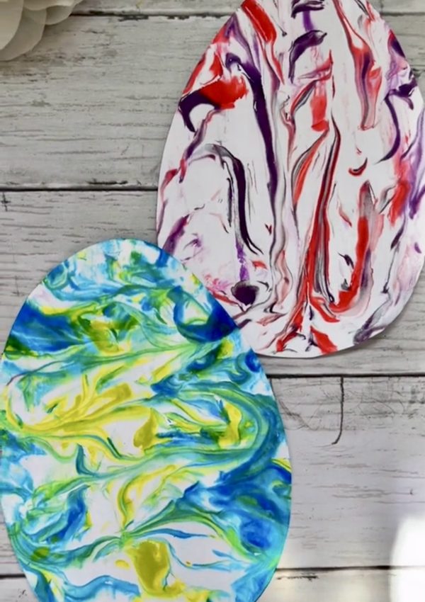 shaving cream printed easter eggs